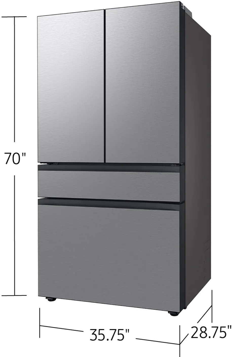 Samsung Bespoke 23 Cu Ft French Door Refrigerator - Counter Depth Stainless Steel-3