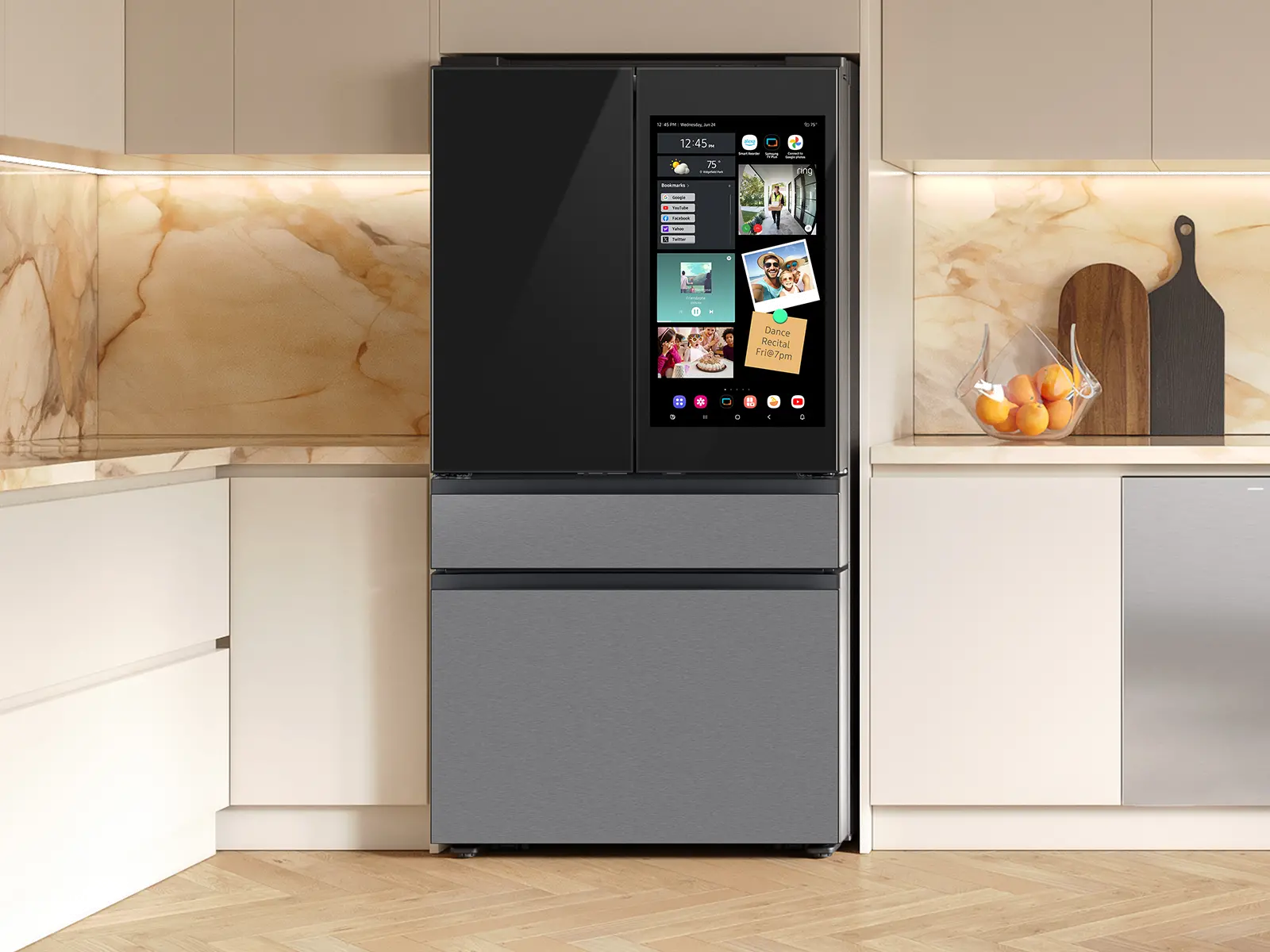 Samsung Bespoke 29 Cu Ft French Door Refrigerator - Charcoal Glass and Stainless Steel-2