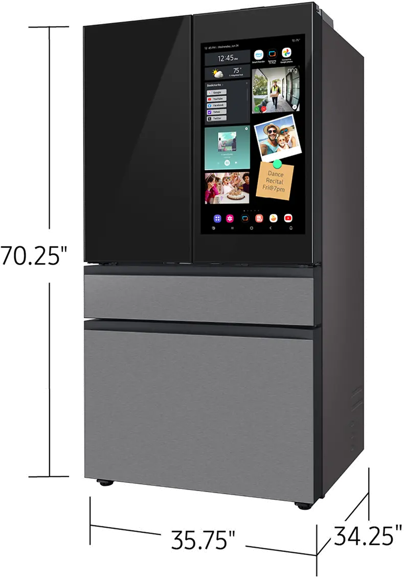 Samsung Bespoke 29 Cu Ft French Door Refrigerator - Charcoal Glass and Stainless Steel-3