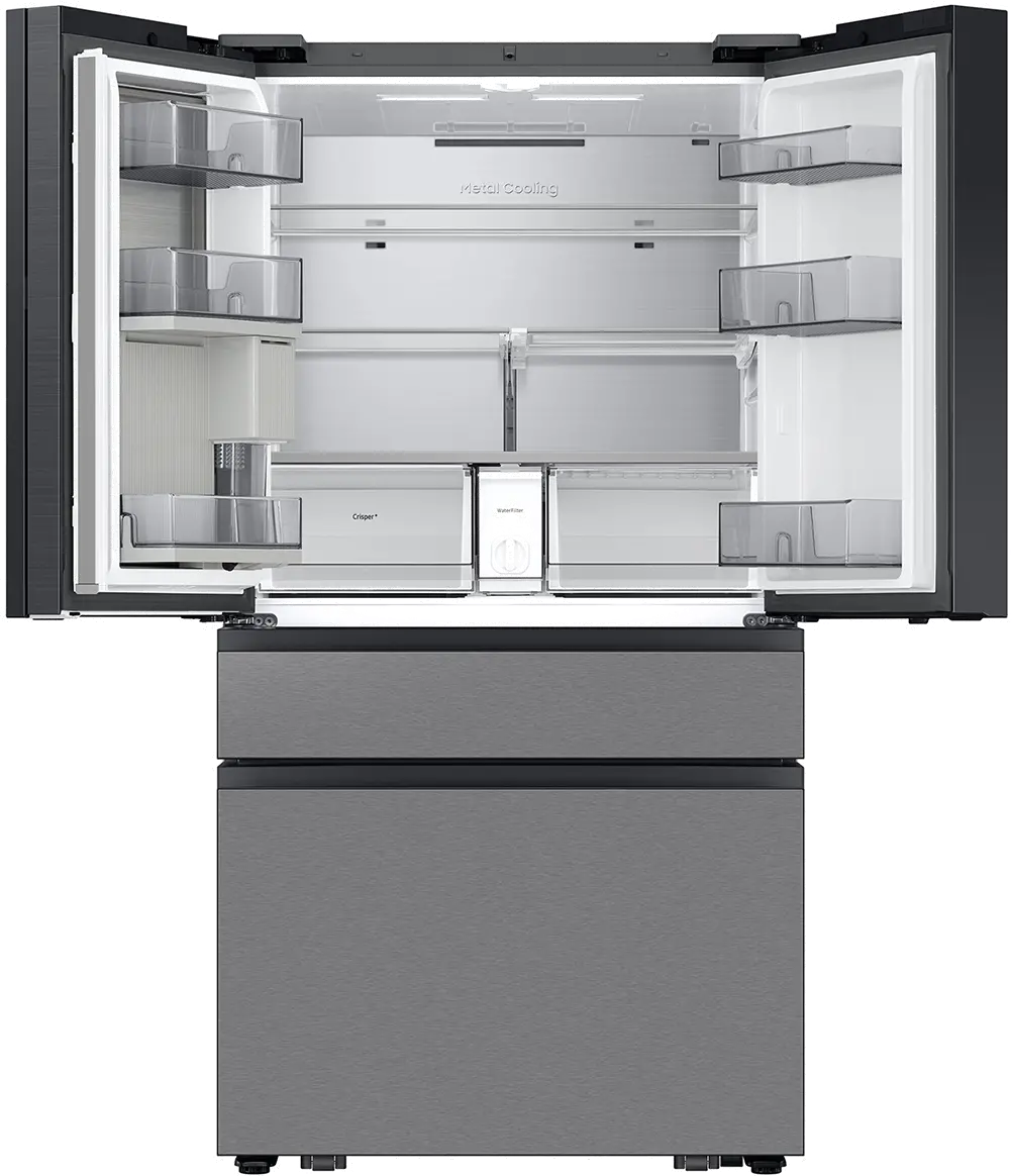 Samsung Bespoke 29 Cu Ft French Door Refrigerator - Charcoal Glass and Stainless Steel-4