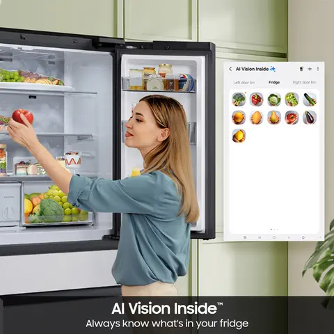 Samsung Bespoke 29 Cu Ft French Door Refrigerator - Charcoal Glass and Stainless Steel-8