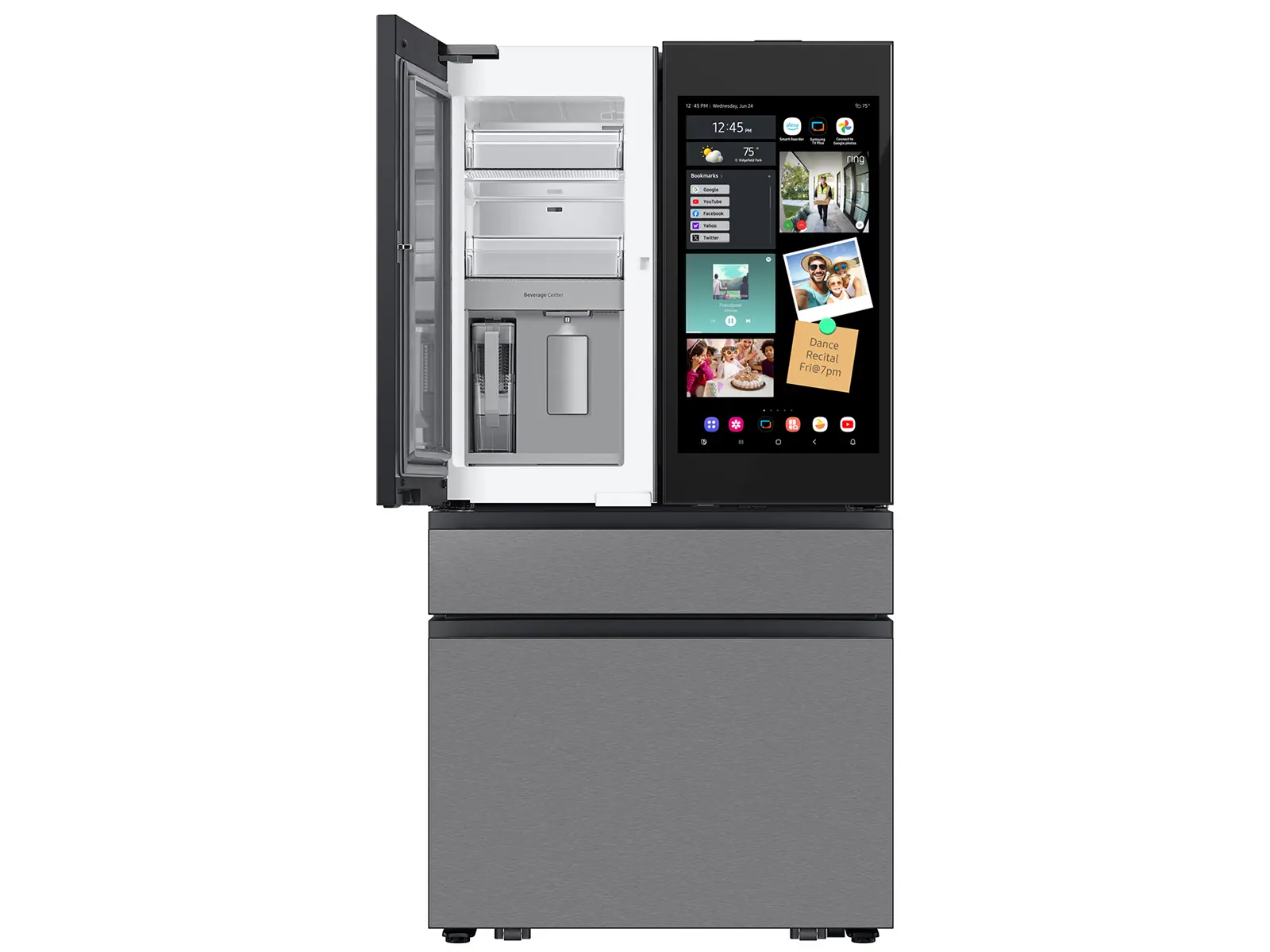 Samsung Bespoke AI 29 Cu Ft French Door Refrigerator – Charcoal Glass and Stainless Steel with AI Family Hub™+-10