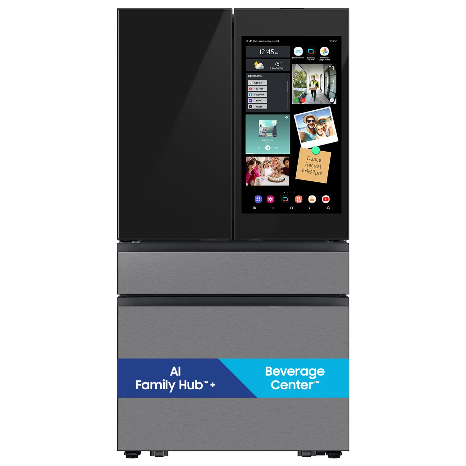 Samsung Bespoke AI 29 Cu Ft French Door Refrigerator – Charcoal Glass and Stainless Steel with AI Family Hub™+-2