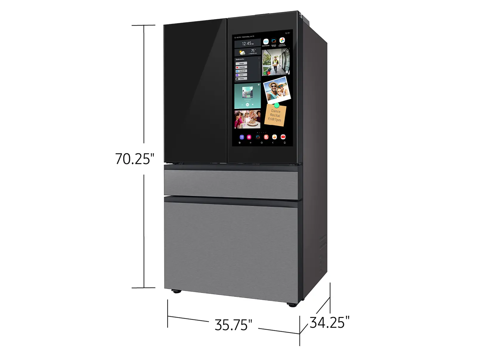 Samsung Bespoke AI 29 Cu Ft French Door Refrigerator – Charcoal Glass and Stainless Steel with AI Family Hub™+-3