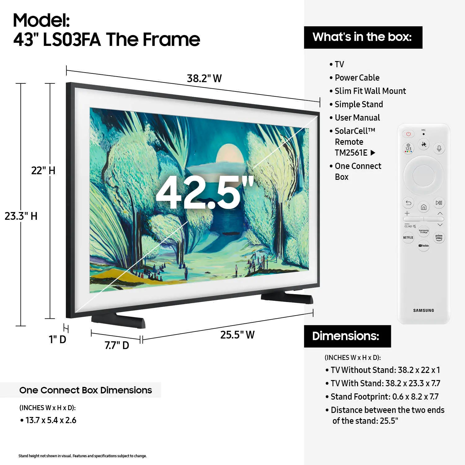 QN43LS03FAFXZA Samsung 43” LS03FAF The Frame Series QLED 4K Slim Fit Wall Mount Included-21