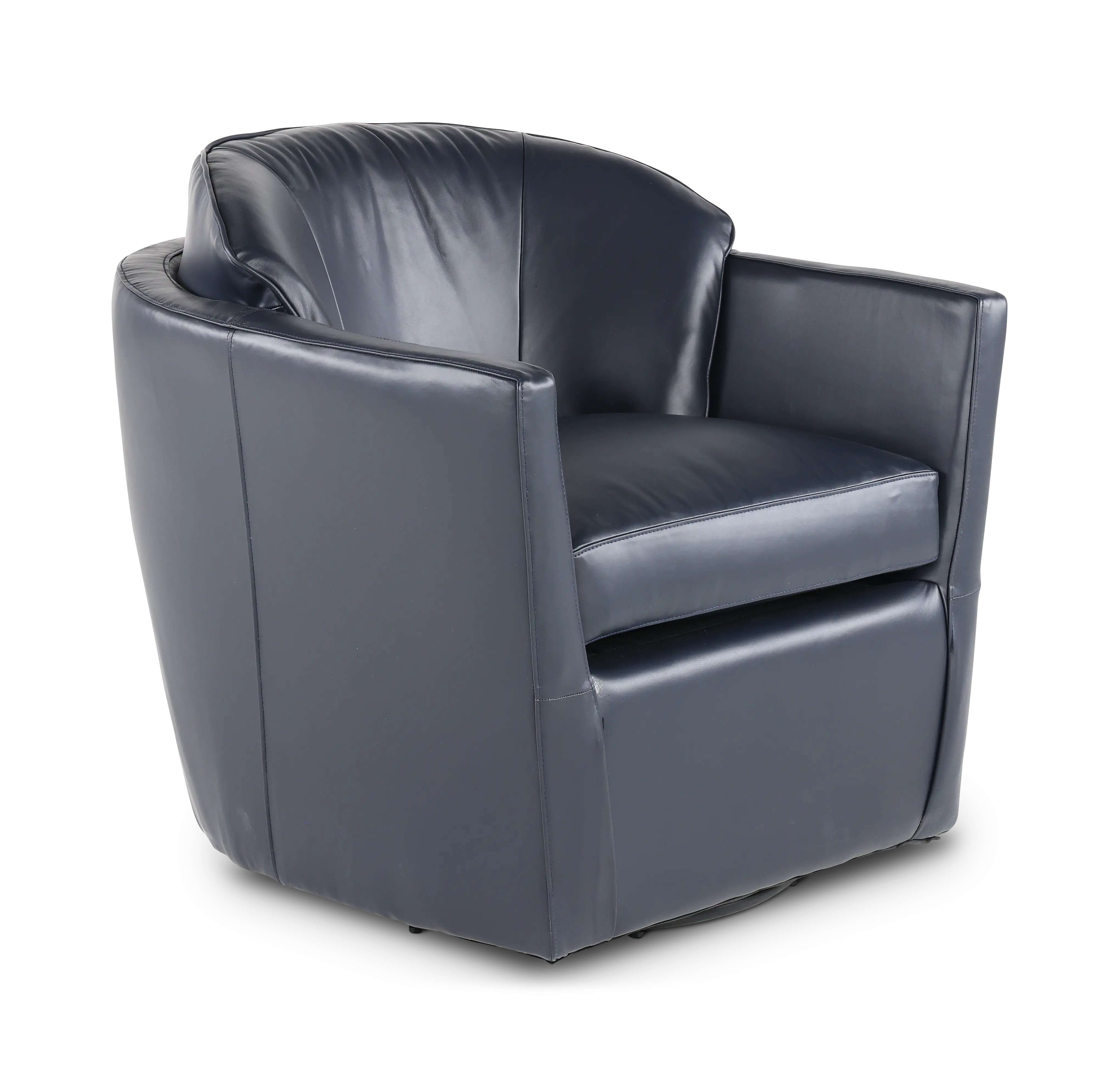 Slate Navy Blue Leather Swivel Accent Chair-1