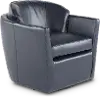 Slate Navy Blue Leather Swivel Accent Chair
