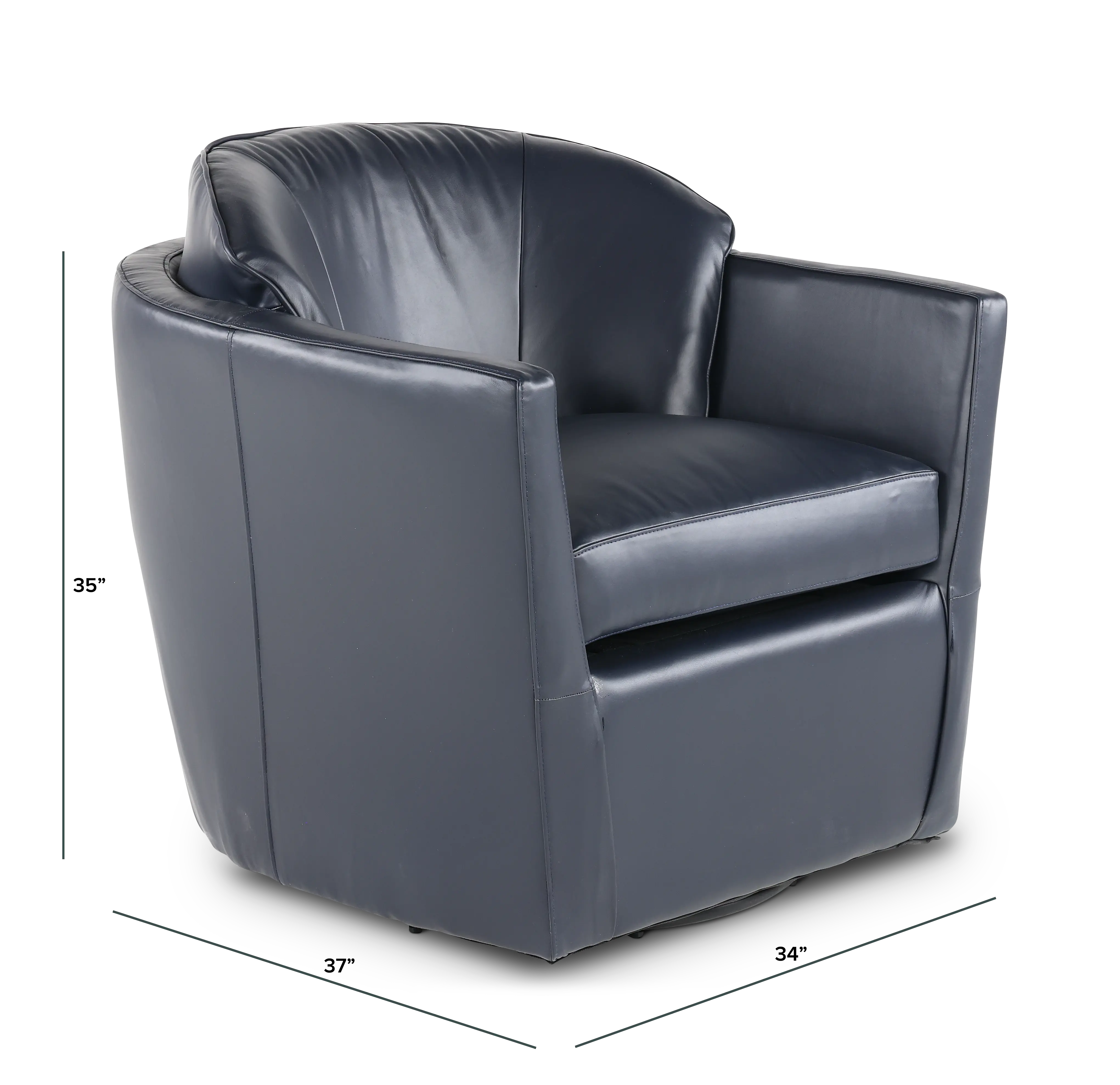 Slate Navy Blue Leather Swivel Accent Chair-4