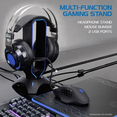 Enhance RGB Gaming Headset Stand with Mouse Bungee and USB Hub-2