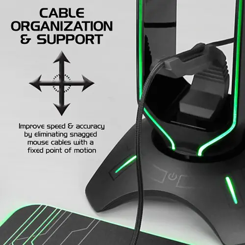 Enhance RGB Gaming Headset Stand with Mouse Bungee and USB Hub-3
