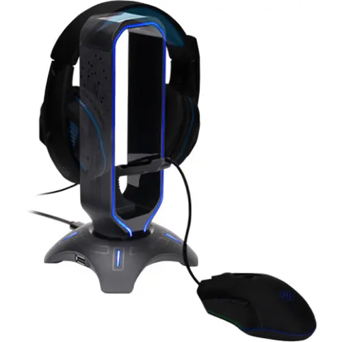 Enhance RGB Gaming Headset Stand with Mouse Bungee and USB Hub-4