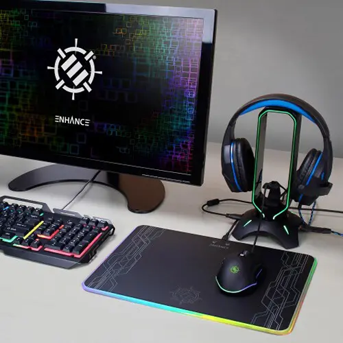 Enhance RGB Gaming Headset Stand with Mouse Bungee and USB Hub-5
