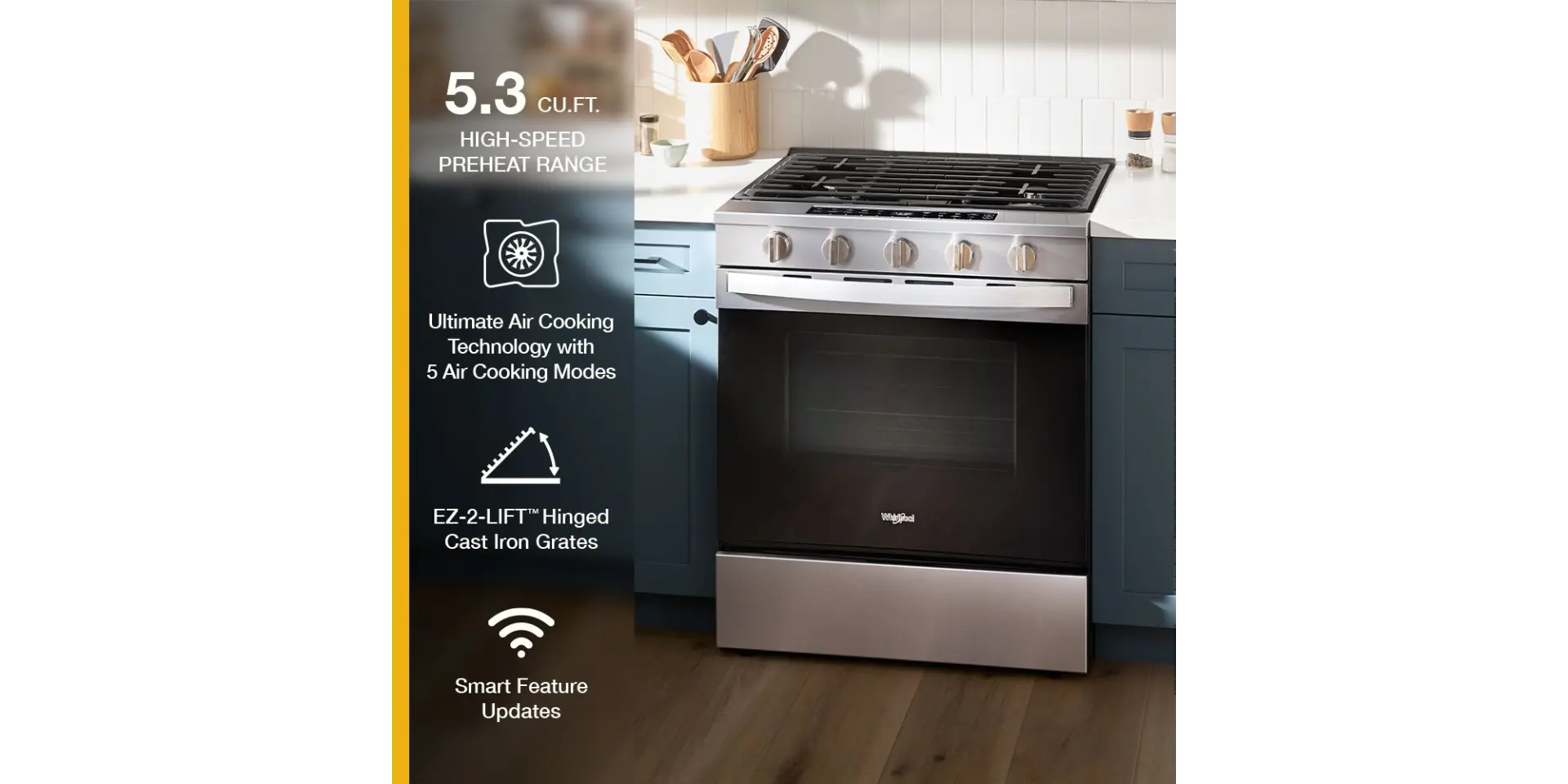 WSGS7530RZ Whirlpool 5.0 Cu Ft Smart Single Oven Gas Range - Stainless Steel-4