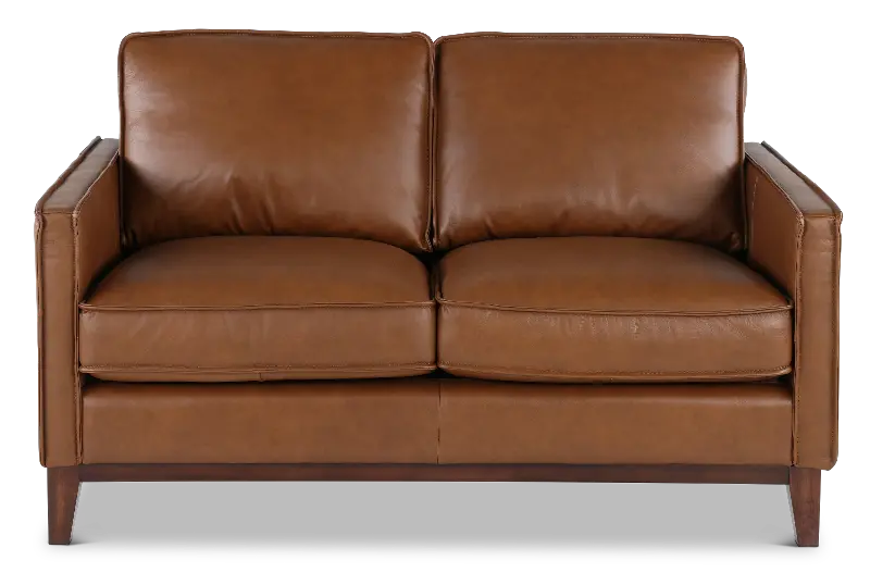 Weston Brown Leather Loveseat
