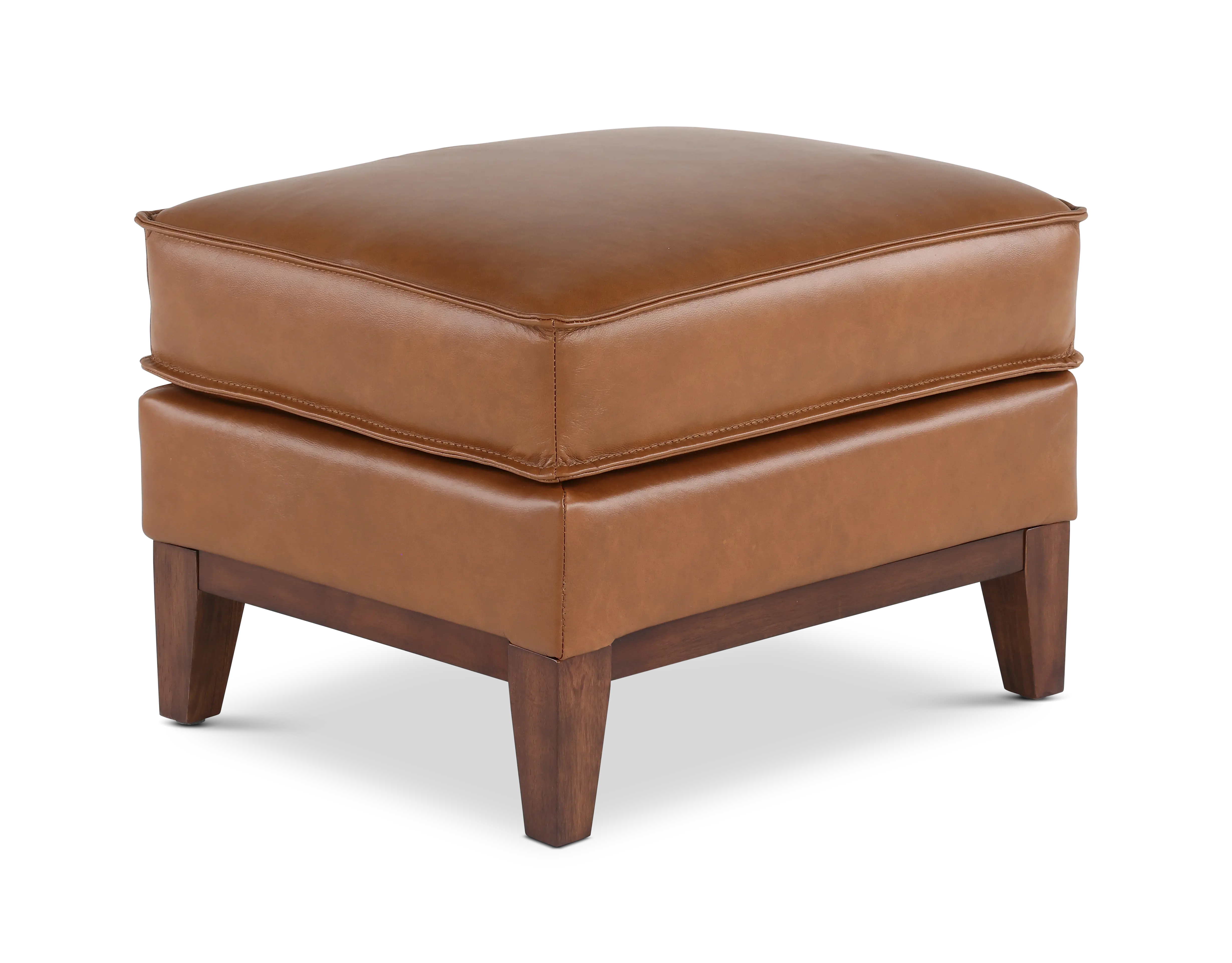 Weston Brown Leather Ottoman-1
