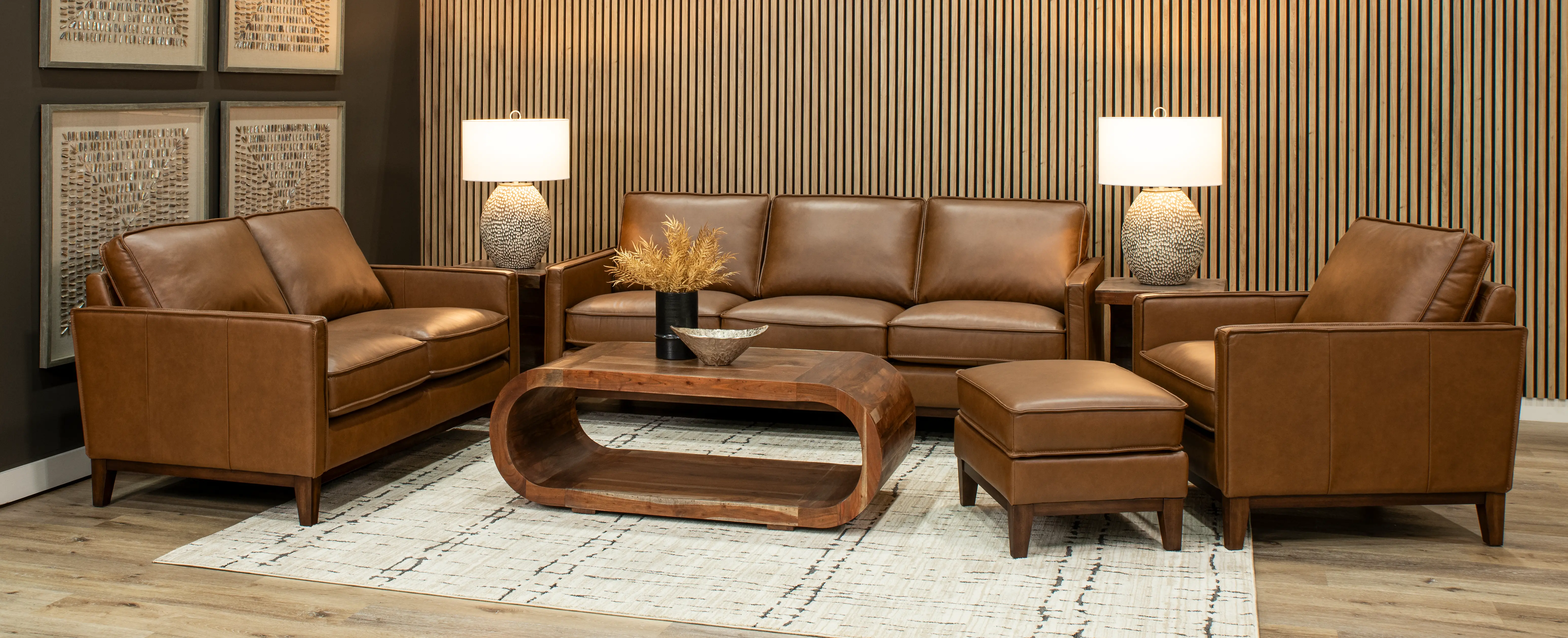 Weston Brown Leather Ottoman-2