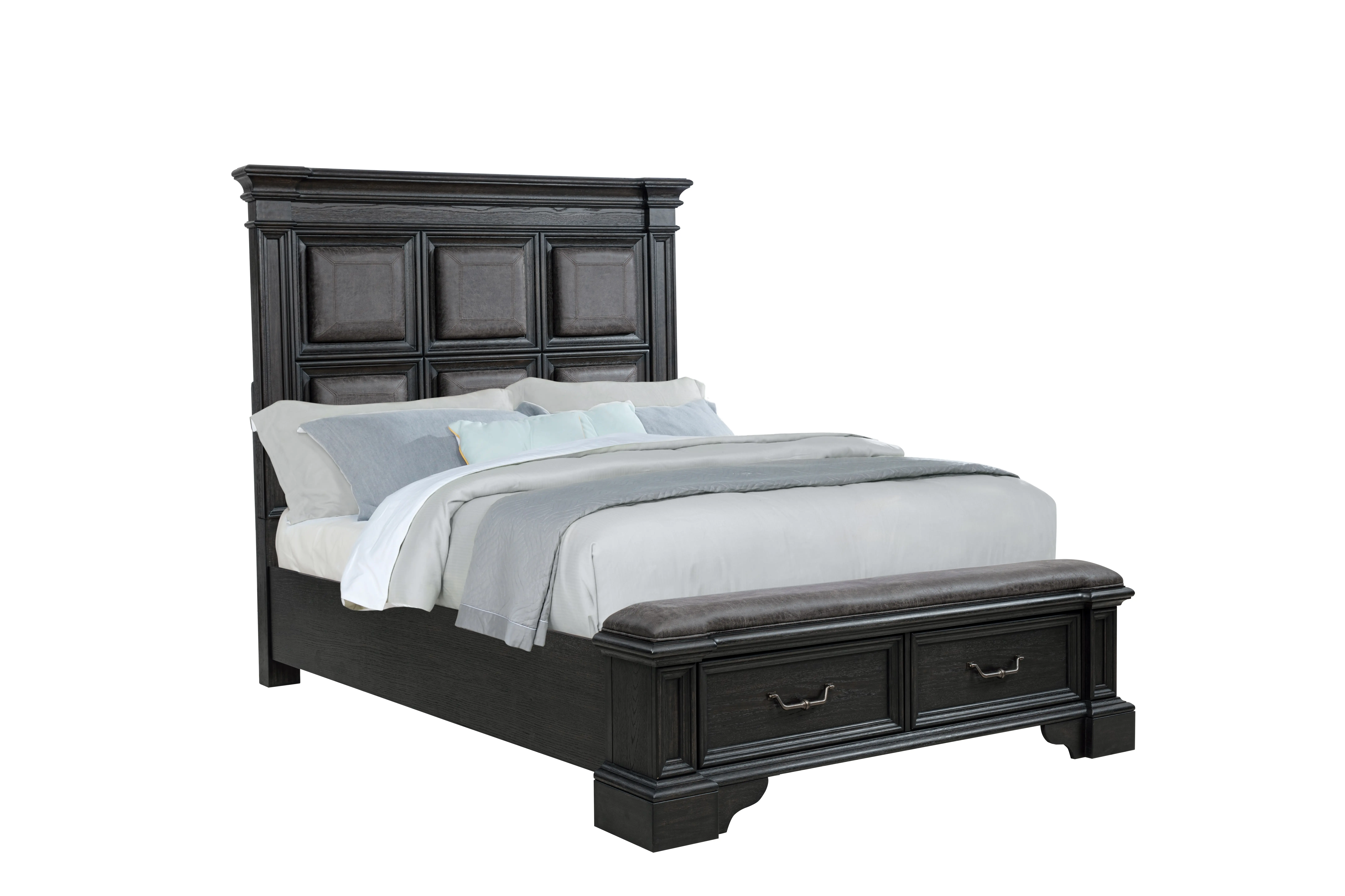 Marshall English Oak Queen Storage Bed-1