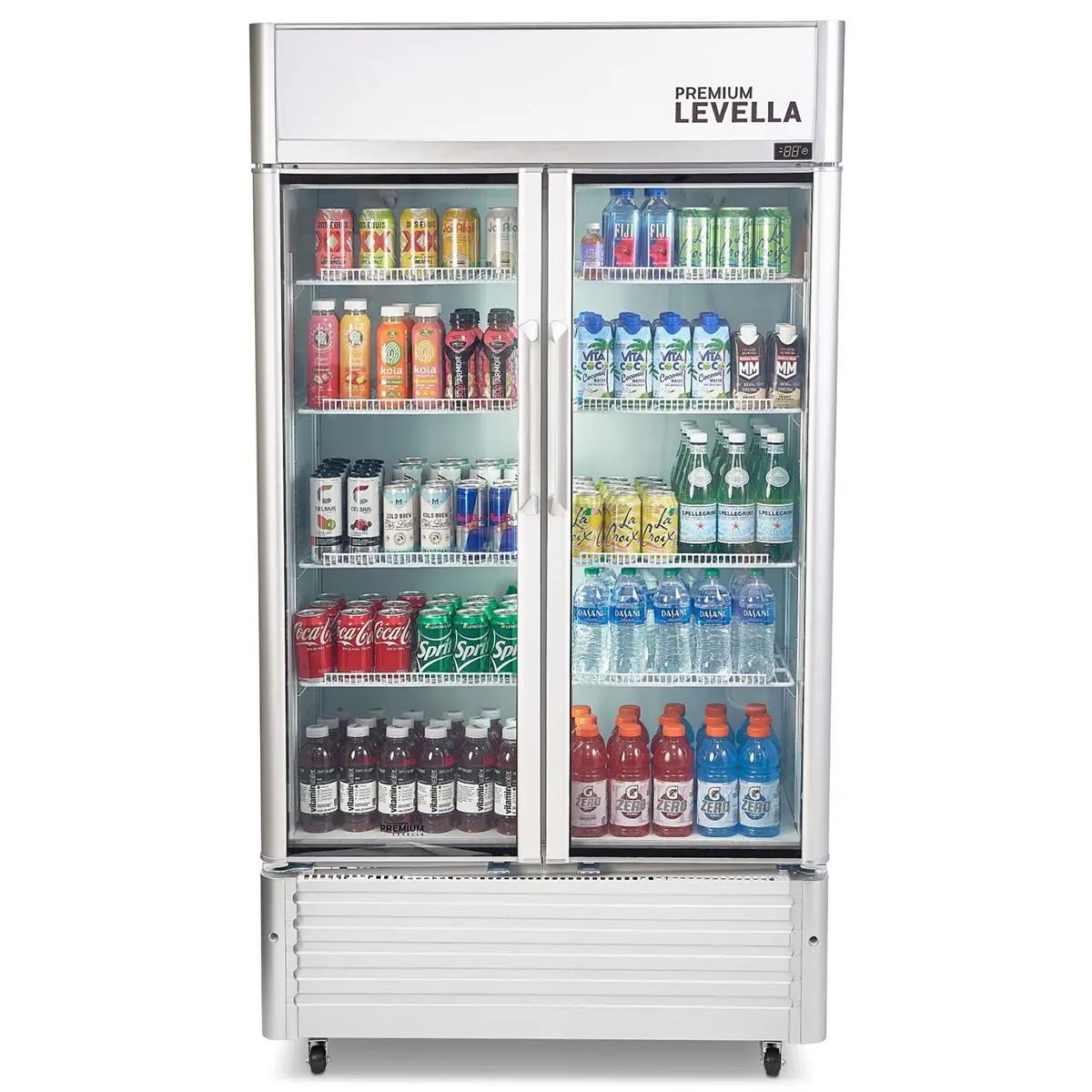 Precision Trading Double Glass Door Merchandise Refrigerator - Silver-1