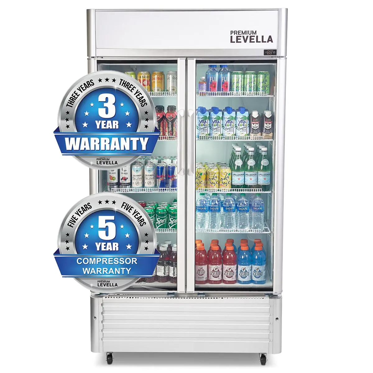 Precision Trading Double Glass Door Merchandise Refrigerator - Silver-2
