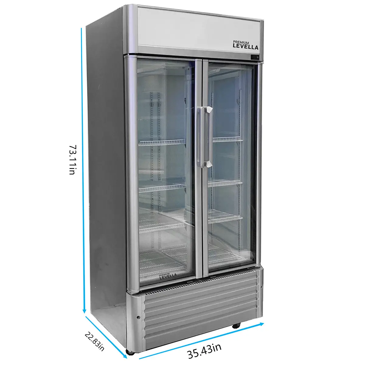 Precision Trading Double Glass Door Merchandise Refrigerator - Silver-3