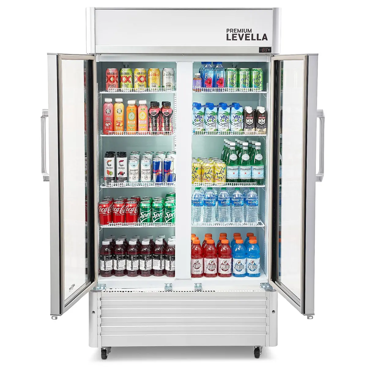 Precision Trading Double Glass Door Merchandise Refrigerator - Silver-4