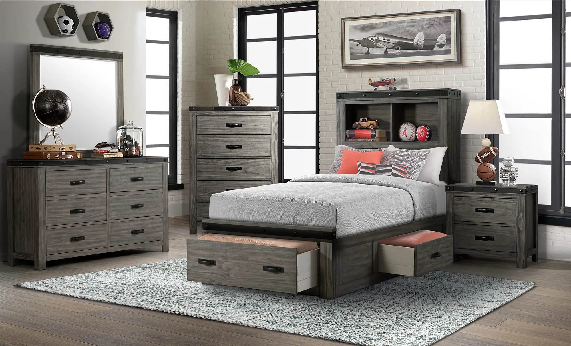 Wade Gray Twin Storage Bed-2