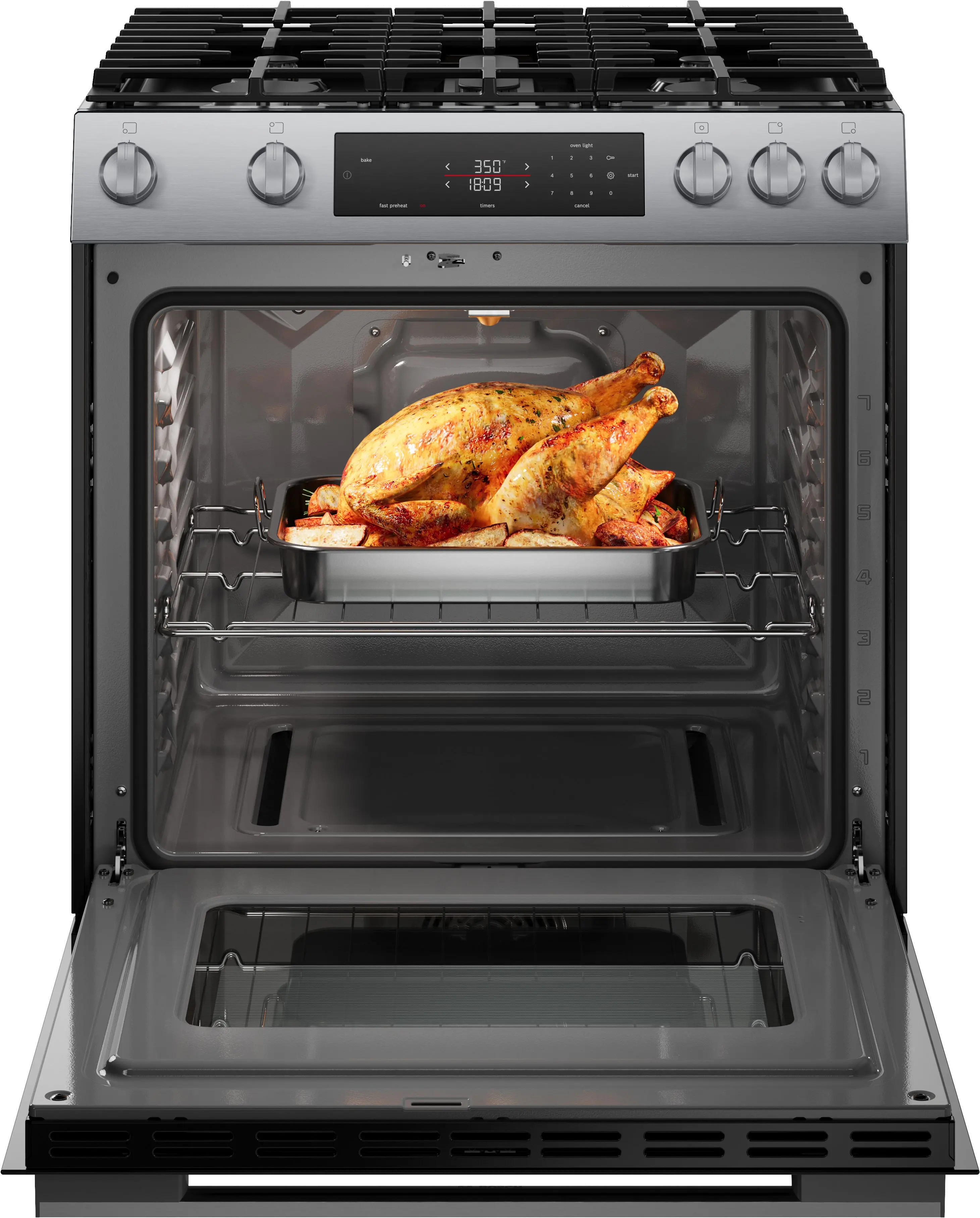 HGF1050MUC Bosch 100 Series 30  Gas Slide In Range - Stainless Steel-4