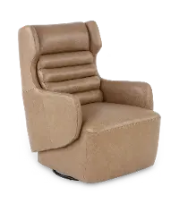 York Sand Leather Swivel Chair
