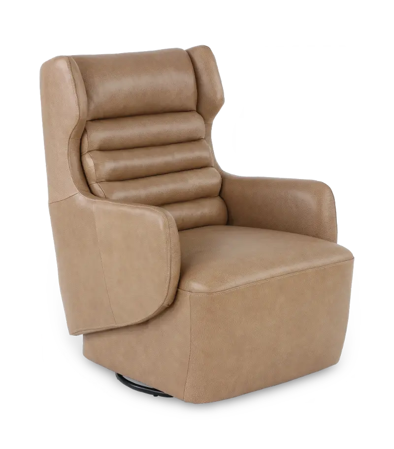 York Sand Leather Swivel Chair