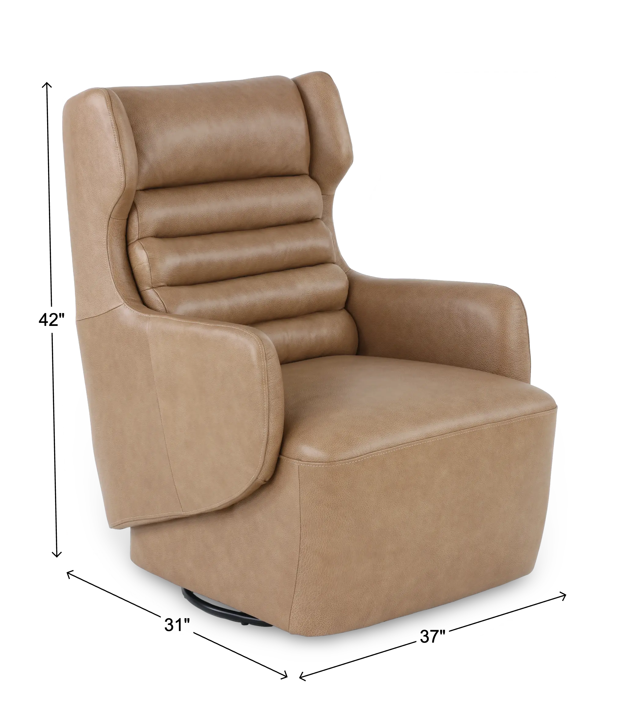 York Sand Leather Swivel Chair-3
