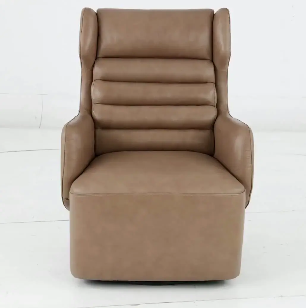 York Sand Leather Swivel Chair-9