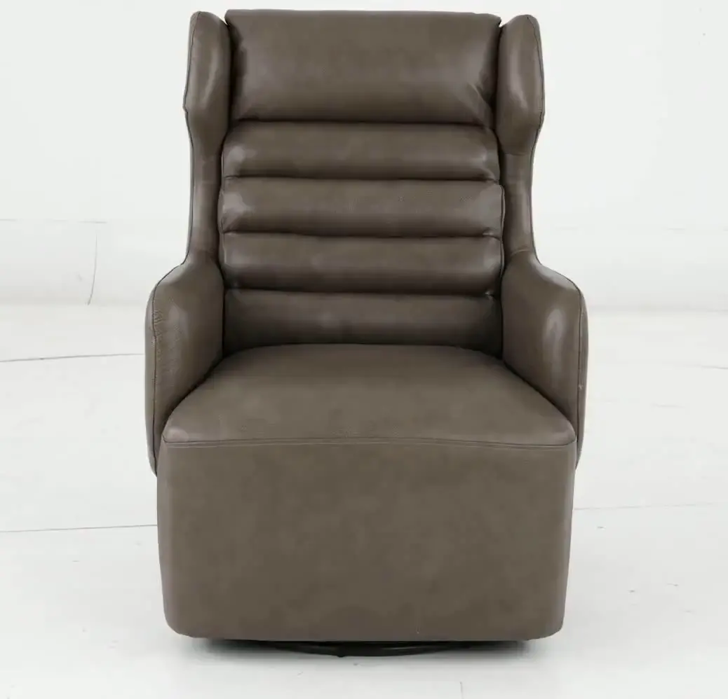 York Mushroom Leather Swivel Chair-9