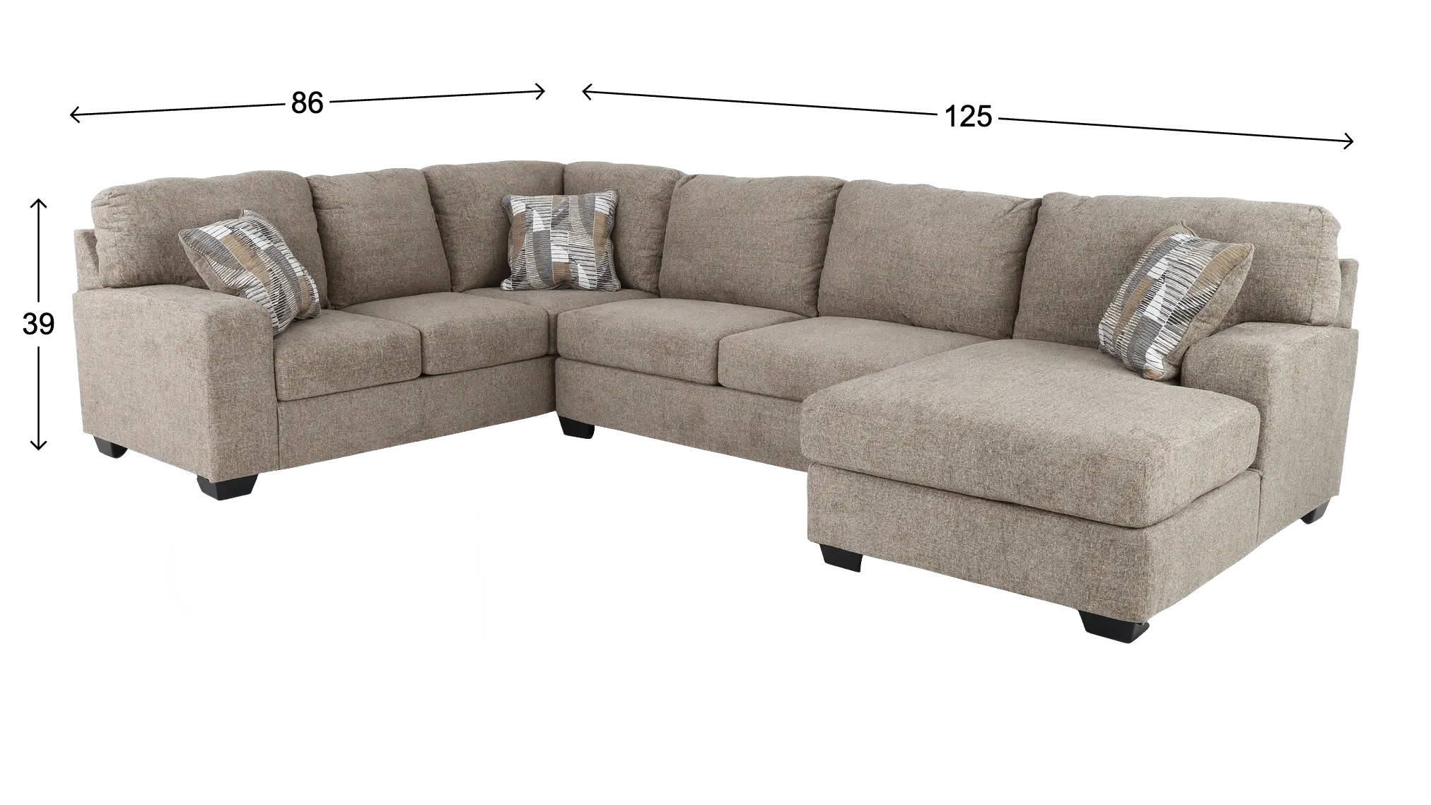 Seyler Lane Hemp Beige 3 Piece Sectional with Right-Facing Chaise-3