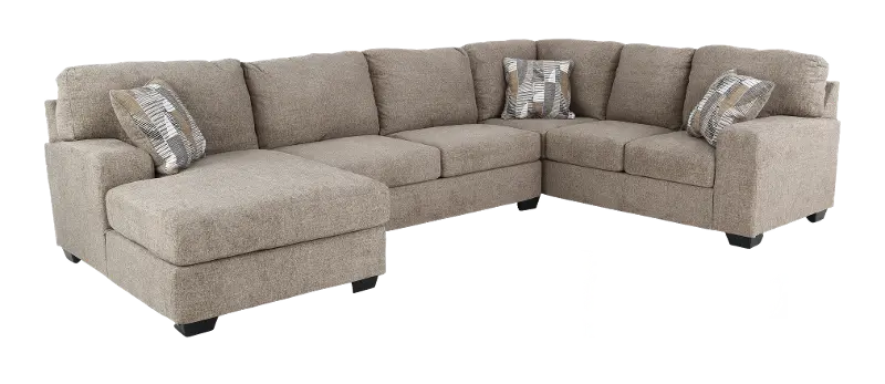 Seyler Lane Hemp Beige 3 Piece Sleeper Sectional with Left-Facing Chaise