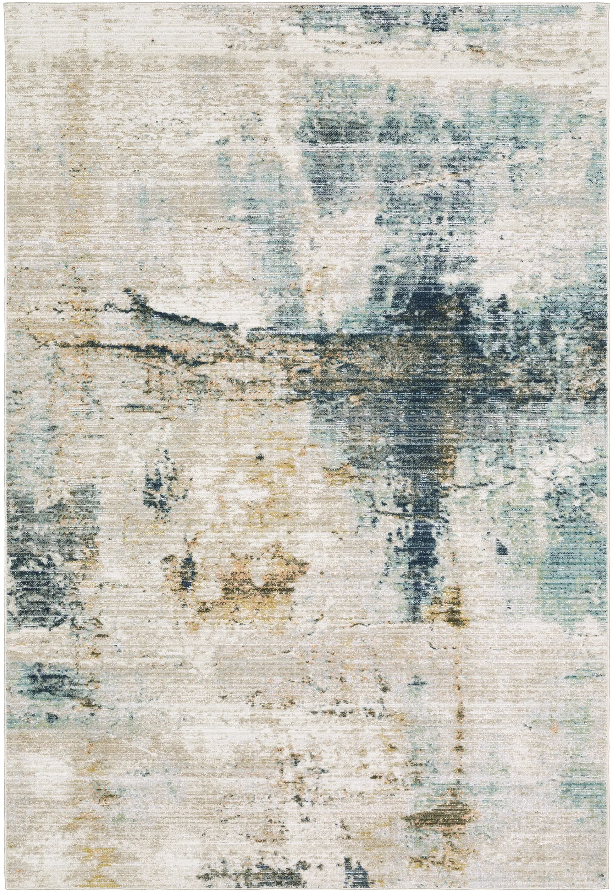 Cavett 5 x 8 Ivory and Blue Area Rug-1