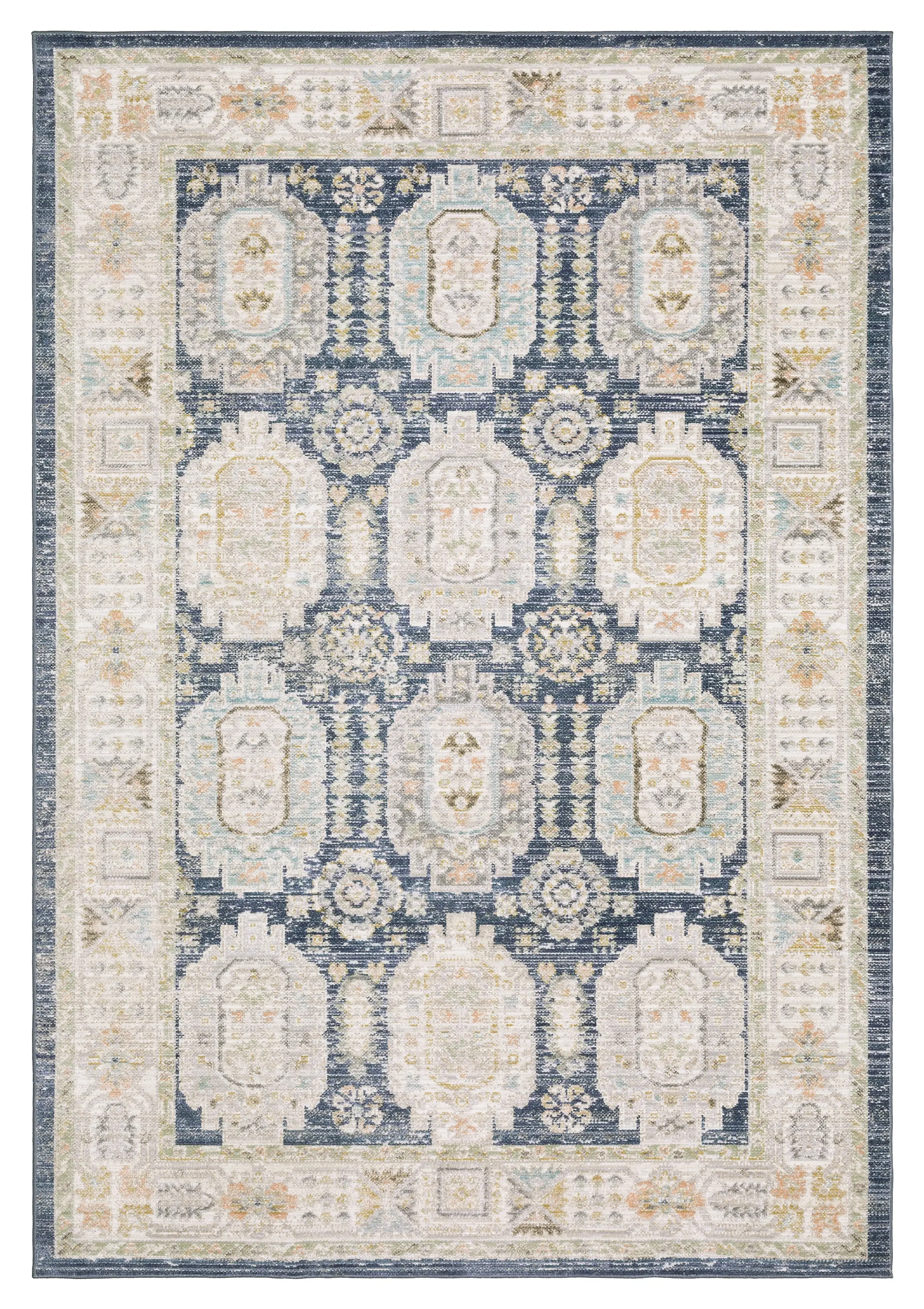 Cavett 5 x 8 Blue and Gold Area Rug-1
