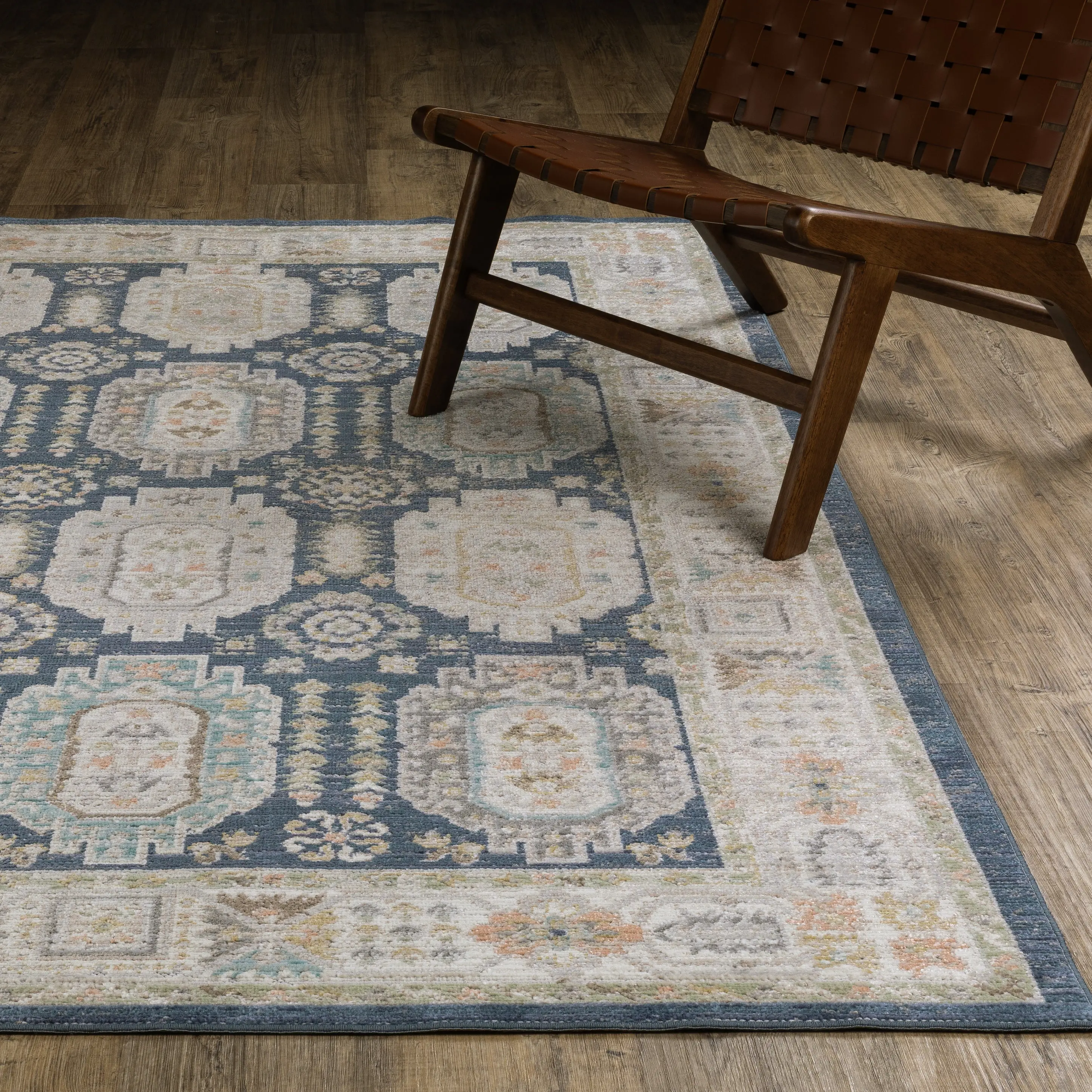 Cavett 5 x 8 Blue and Gold Area Rug-3