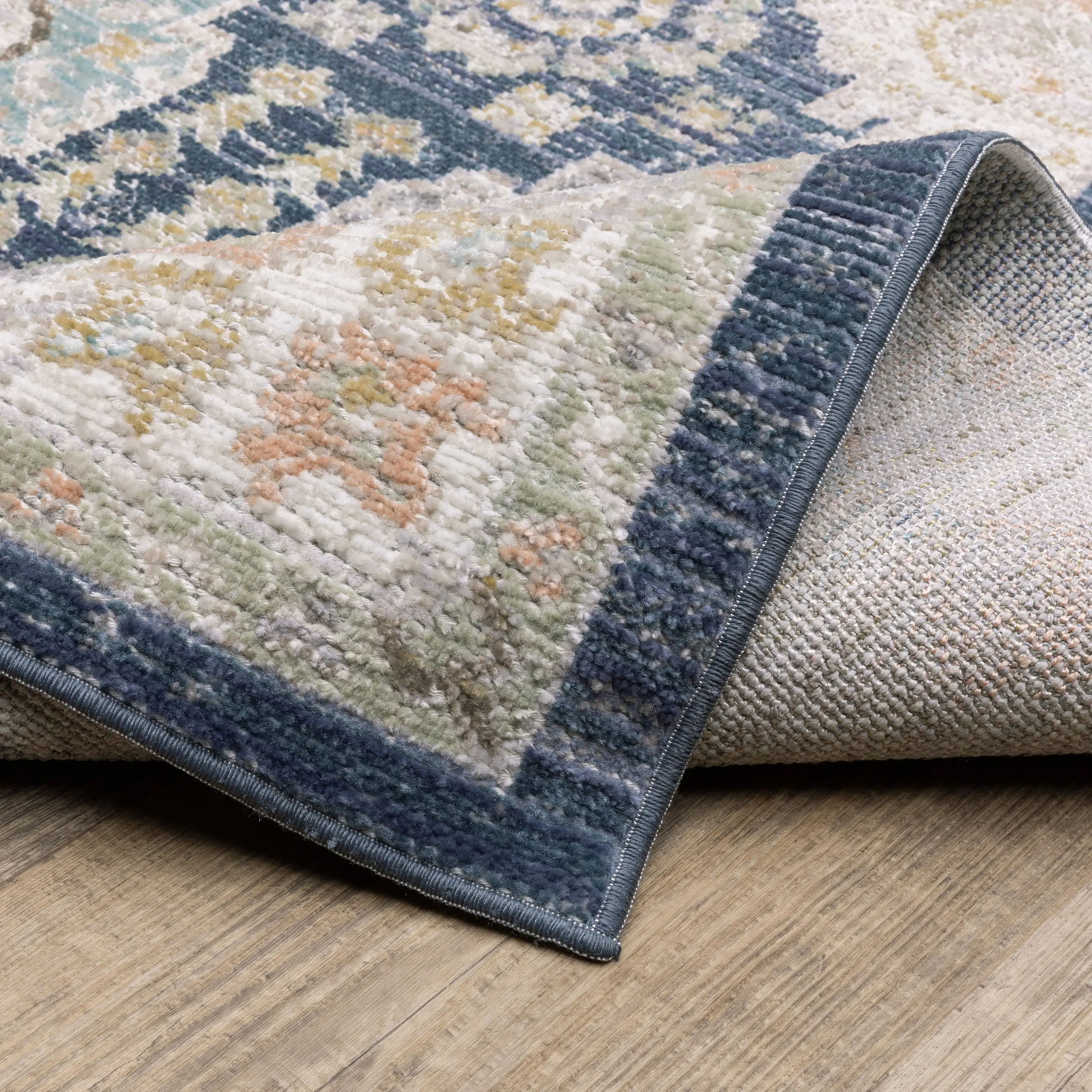 Cavett 5 x 8 Blue and Gold Area Rug-5