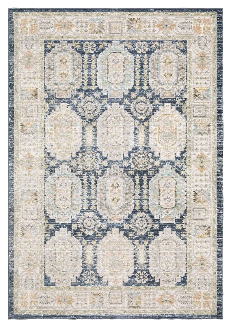 Cavett 8 x 11 Blue and Gold Area Rug