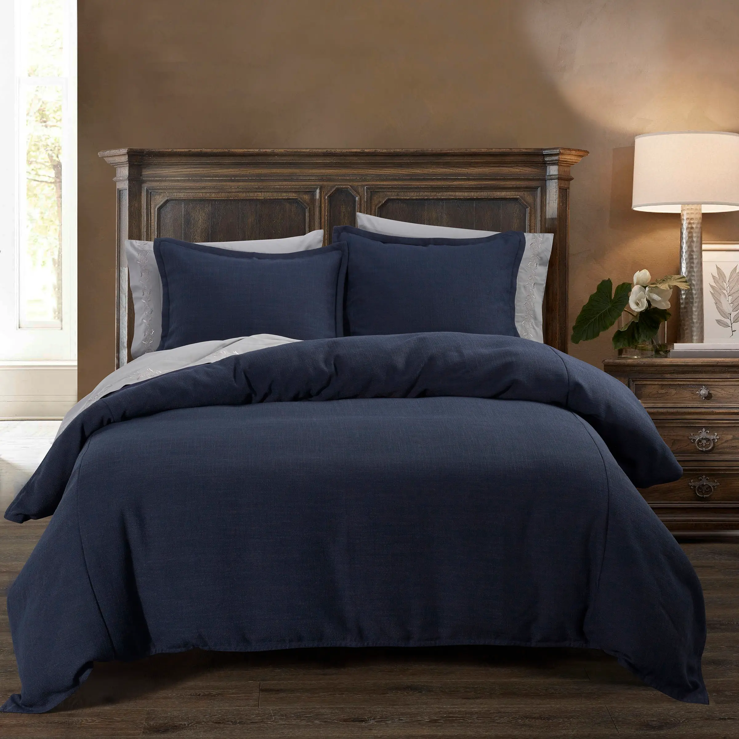 Camden Navy Queen 3 Piece Comforter Set-1