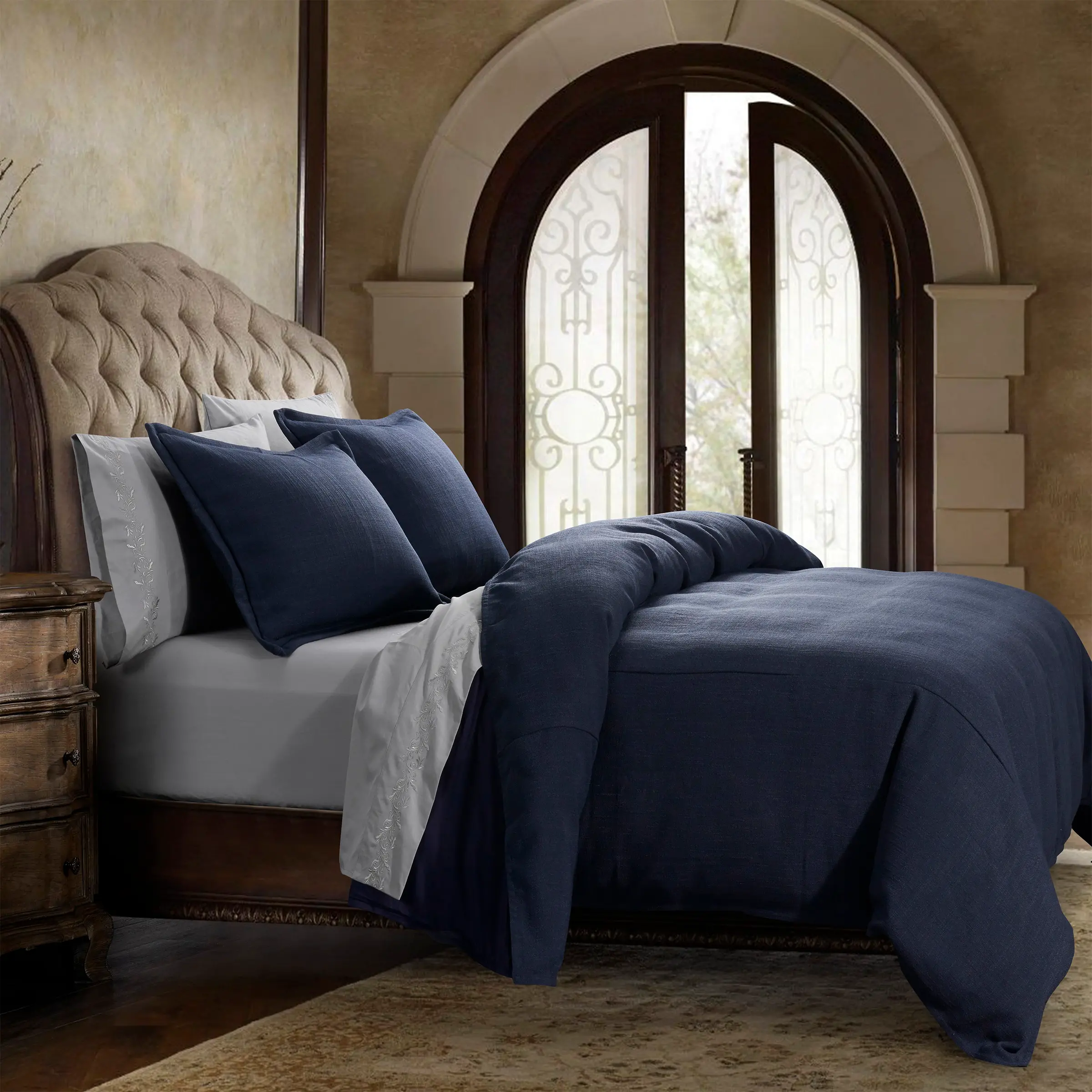 Camden Navy Queen 3 Piece Comforter Set-2