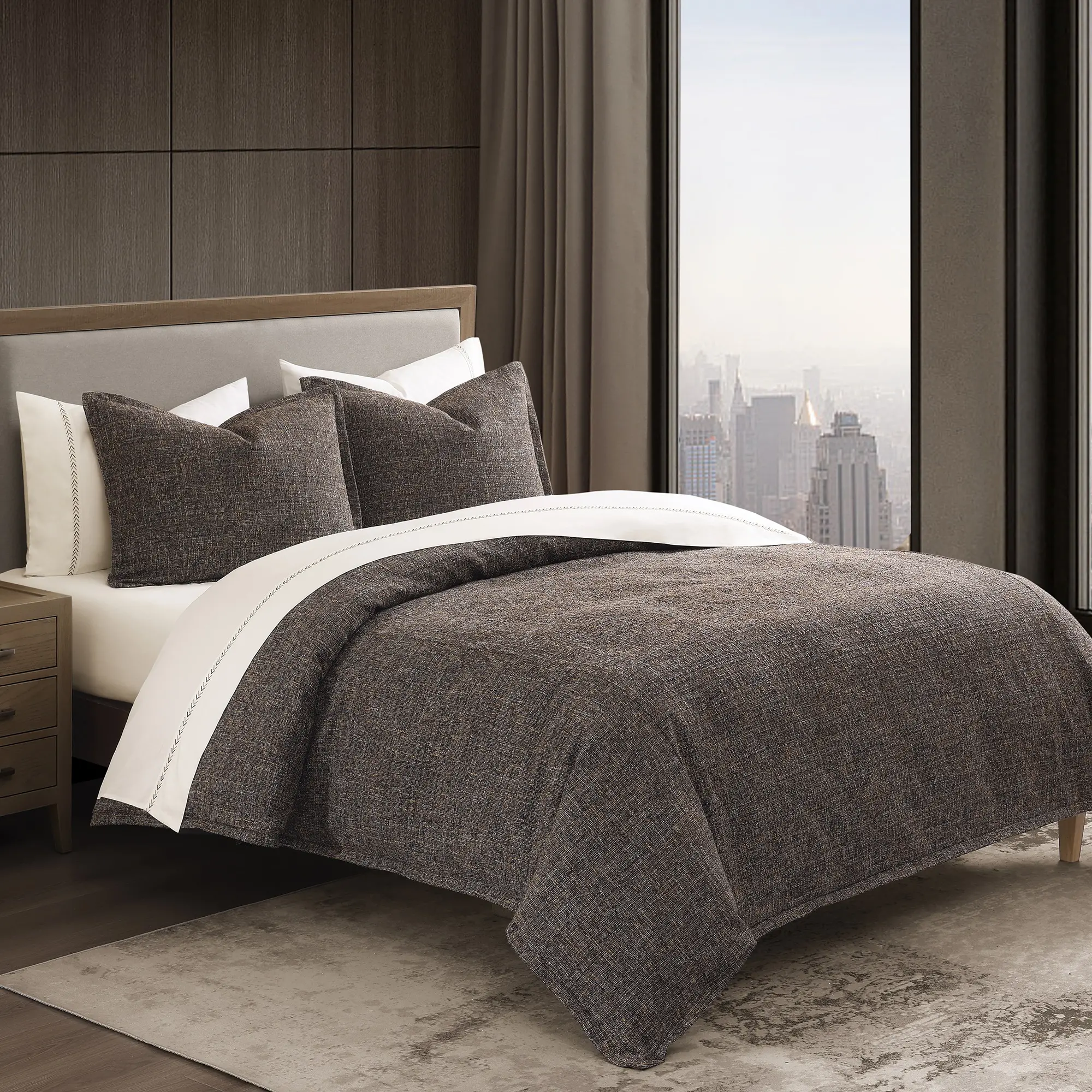Tweed Brown Queen 3-Piece Comforter Set-2