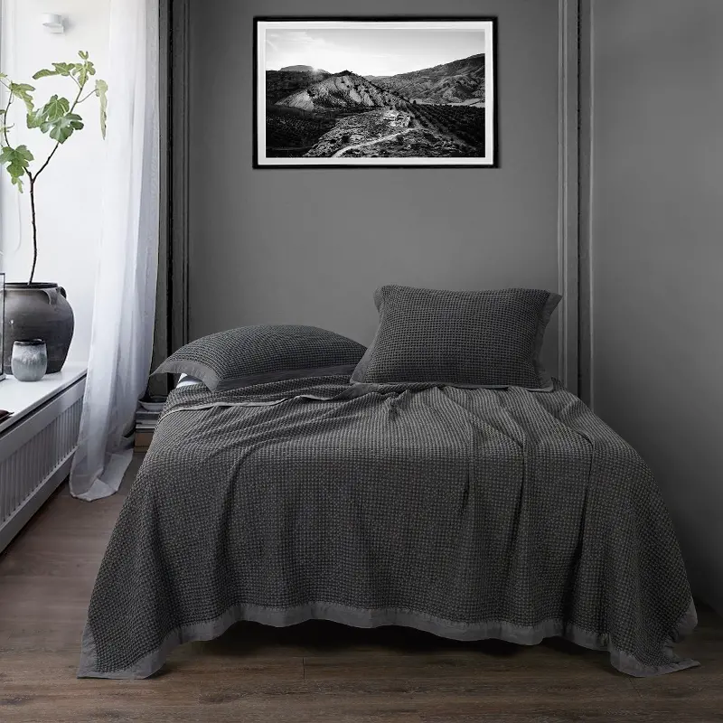 Waffle Gray King 3 Piece Coverlet Set