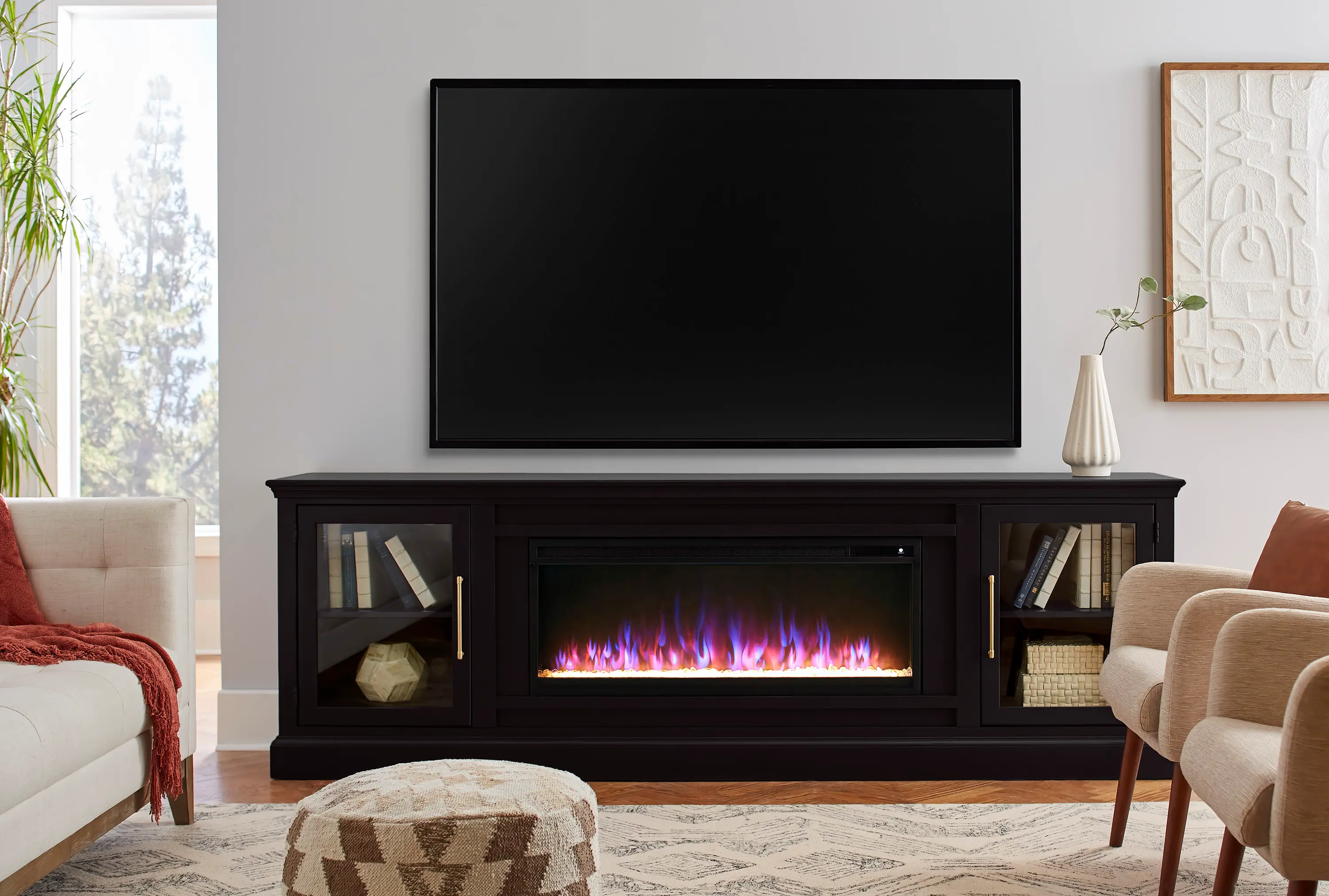 Byron Black Fireplace TV Stand-11
