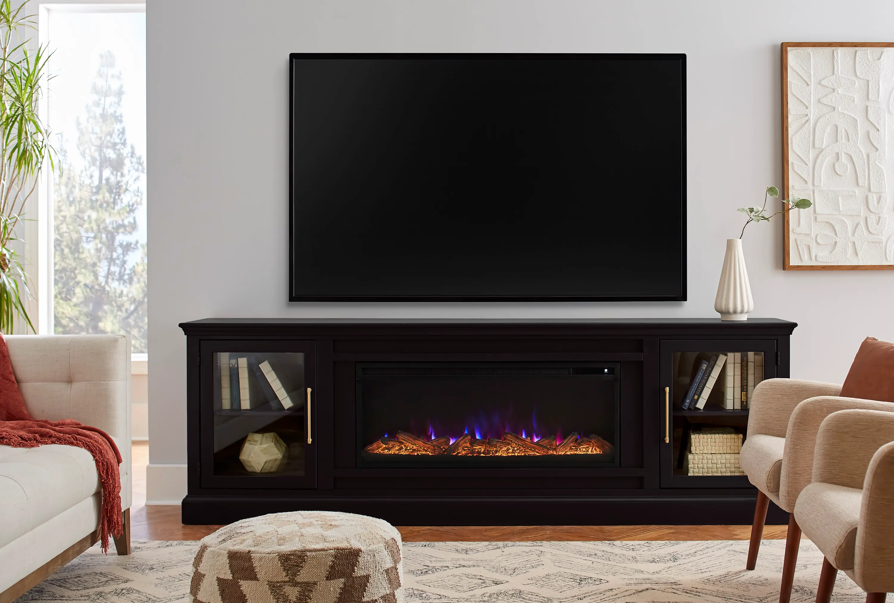 Byron Black Fireplace TV Stand-2