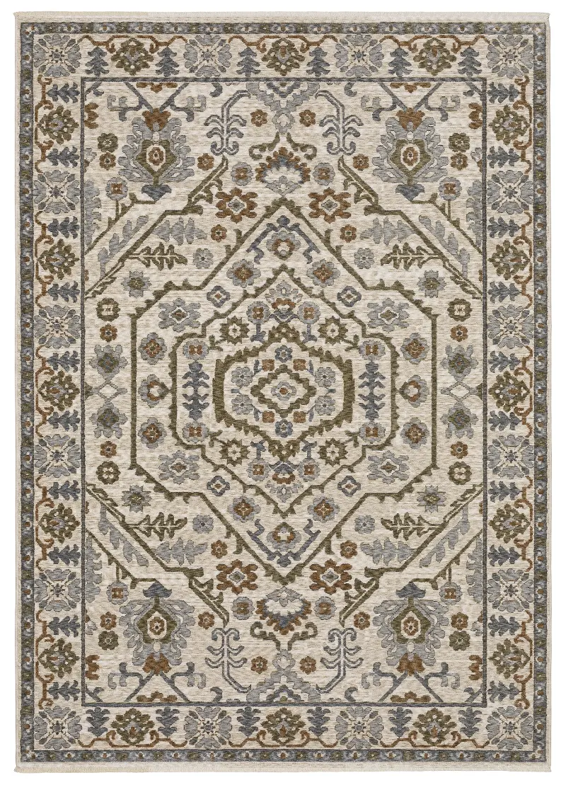 Hastings 8 x 10 Ivory and Green Area Rug