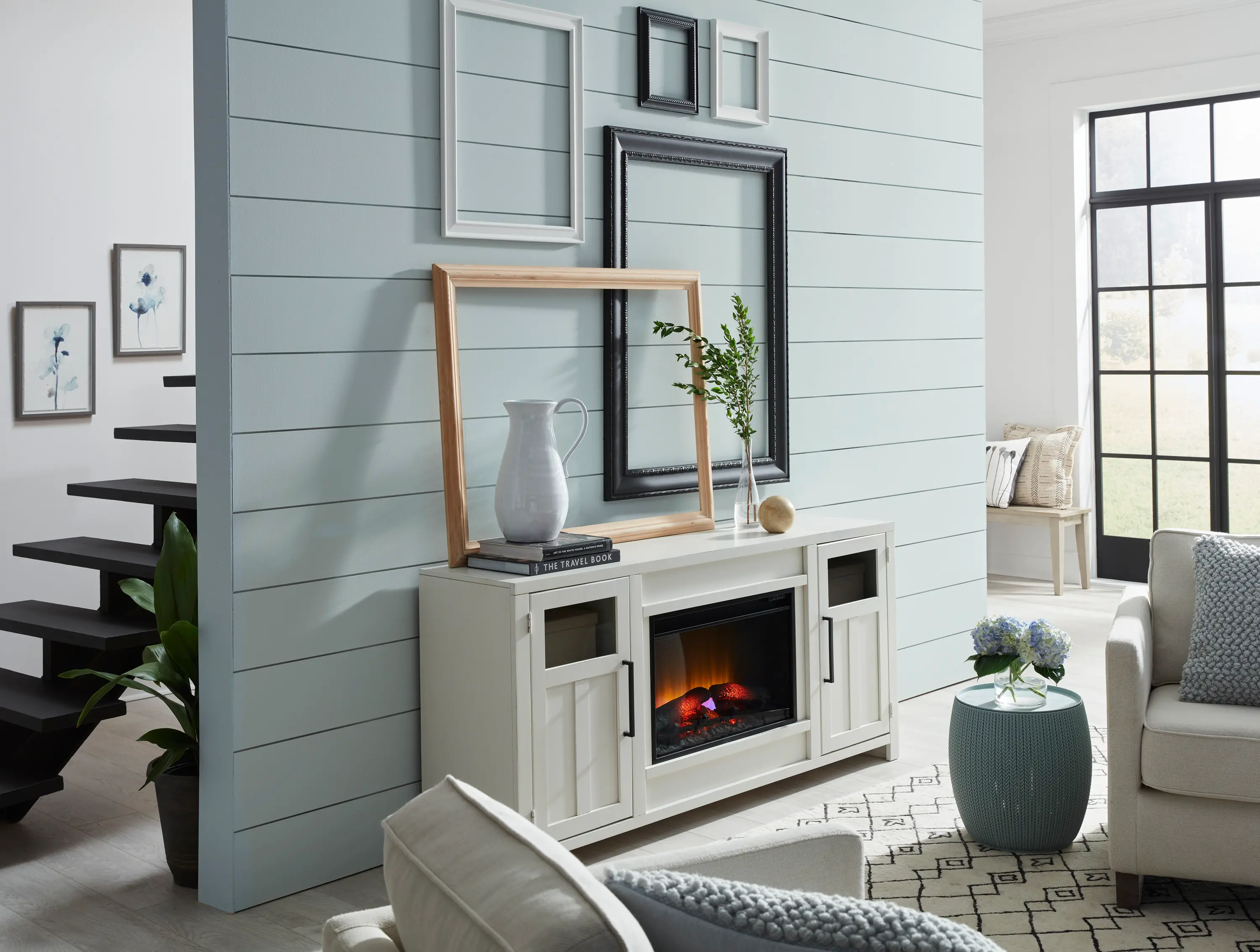 Finnegan White 68  Fireplace TV Stand-2