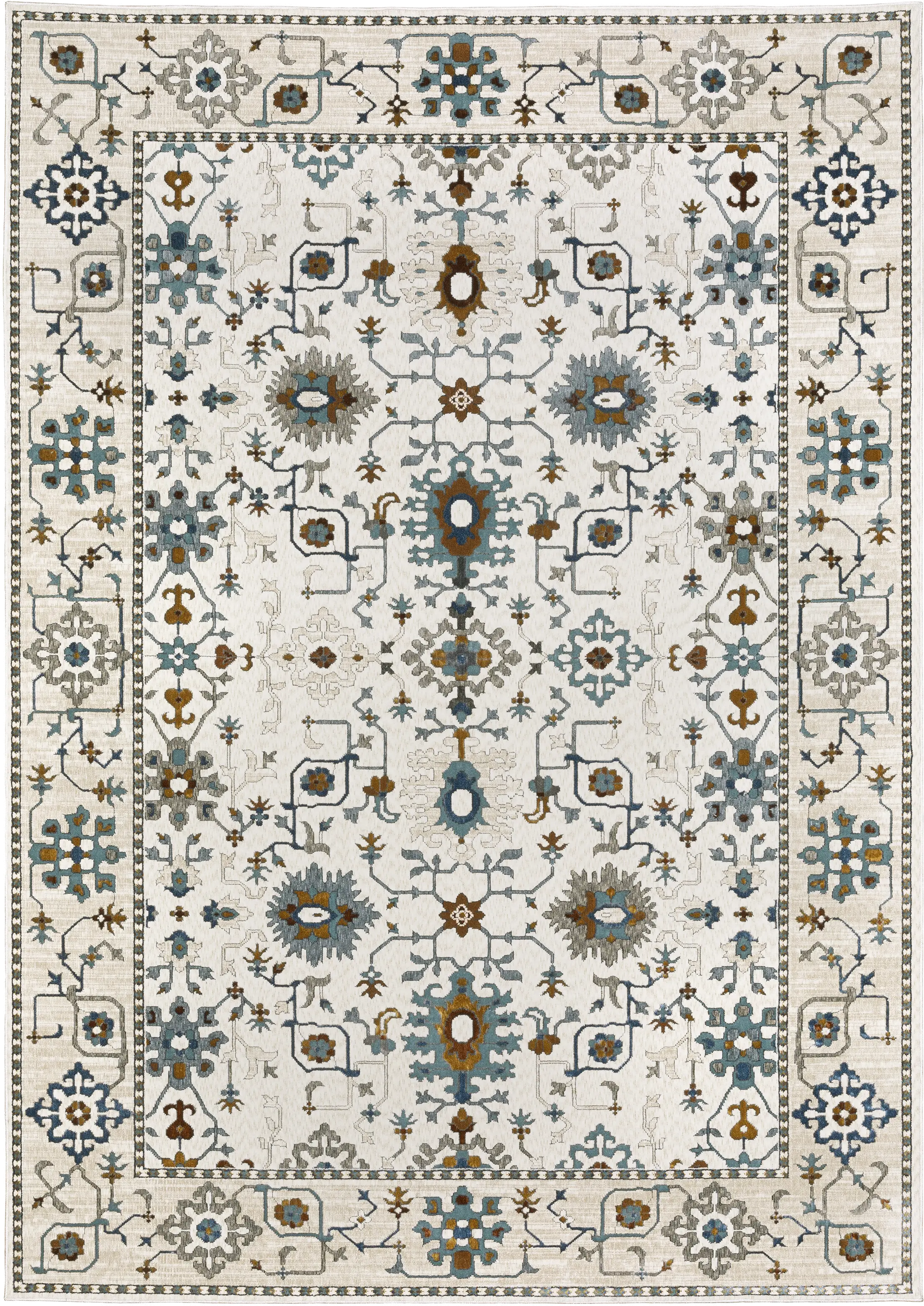 Ellington 8 x 11 Ivory and Blue Area Rug-1