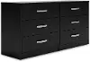 Finch Black Wood 6-Drawer Dresser