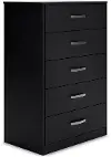 Finch Black Wood 5-Drawer Chest
